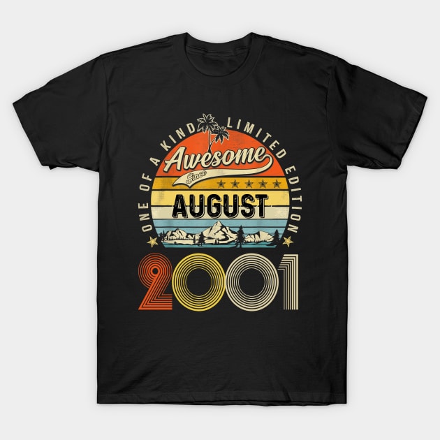 Awesome Since August 2001 Vintage 22nd Birthday T-Shirt by Mhoon 